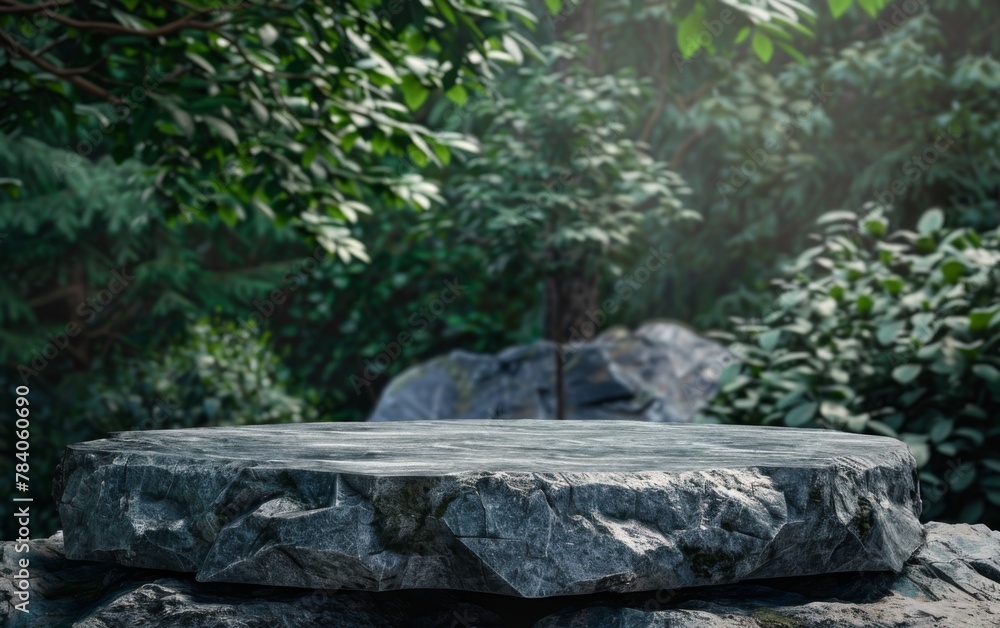 Obraz premium Natural podium in forest Illustration