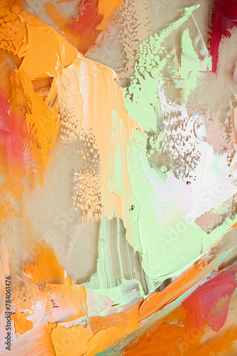 Fragment of multicolored texture painting. Abstract art background. oil on canvas. © Mari Dein