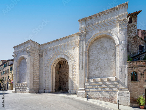 Porta di San Pietro in Perugia , Umbria, Italy , Renaissance arch by Agostino di Duccio from the 15th century photo