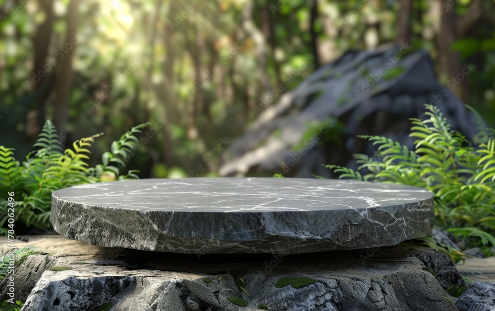 Natural podium in forest Illustration Natural podium in forest Illustration