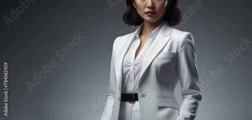 the body of a girl in a white pantsuit photo