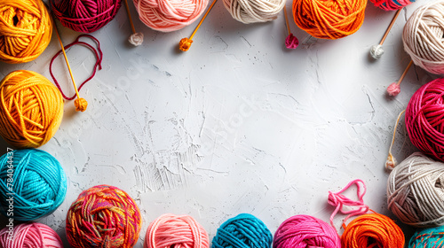 Colorful threads and knitting accessories frame free photo