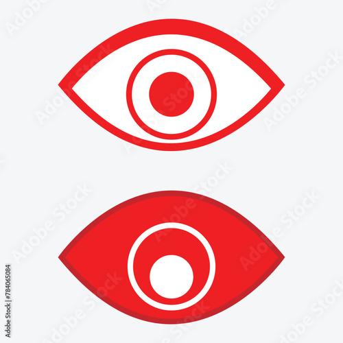 eye red icon isolated on white background, illustration eyeball red for health care concept, red eye for graphic logo. Vector illustration. Eps file 296.