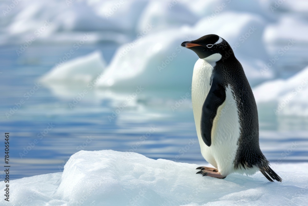 Majestic Penguin on Iceberg, Wildlife in Natural Habitat