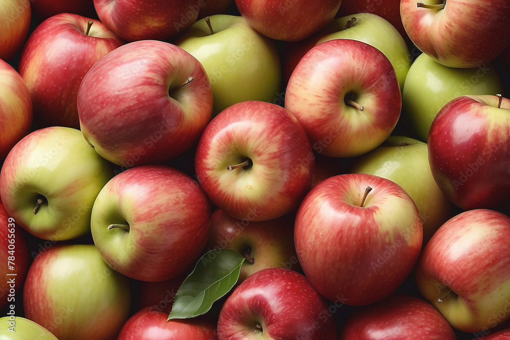 Red and green apples on the market Red and green apples on the market