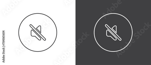 Button icon to mute video calls, Simple line icon set of buttons template for mobile phone online app, ui. Internet talk, vector illustration in black and white background.