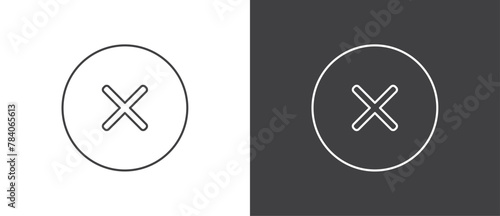 Button icon to reject a video call, Simple line icon set of buttons template for mobile phone online app, ui. Internet talk, vector illustration in black and white background.