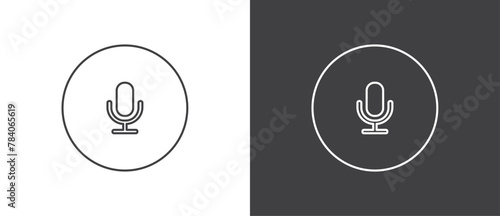 Mic icon, Button icon to turn on the mic on video calls Simple line icon set of buttons template for mobile phone online app, ui. Internet talk, vector illustration in black and white background.