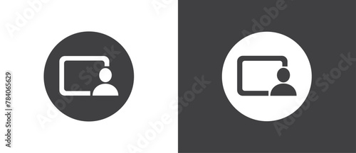 Button icon for screen sharing, video call, Video calls icon, set of buttons template for mobile phone online app, ui. online apps, internet talk, vector illustration in black and white background.