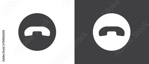 Button icon to hang up on a video call, Video conference, set of buttons template for mobile phone online app, ui. online apps, internet talk, vector illustration in black and white background. photo