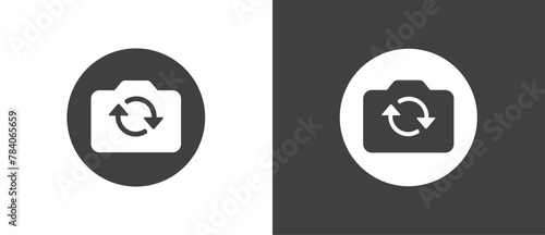 Button icon to switch cameras video call, Video calls icon, set of buttons template for mobile phone online app, ui. online apps, internet talk, vector illustration in black and white background.