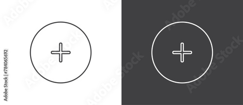 Button icon to add a video call, Simple line icon set of buttons template for mobile phone online app, ui. Internet talk, vector illustration in black and white background. photo