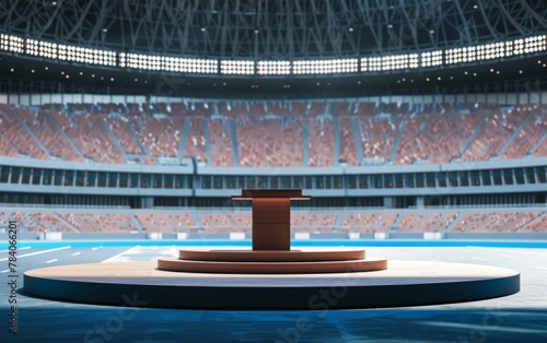 podium, in the center of stadium