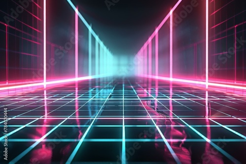Futuristic Neon Tunnel, Cyberpunk Concept