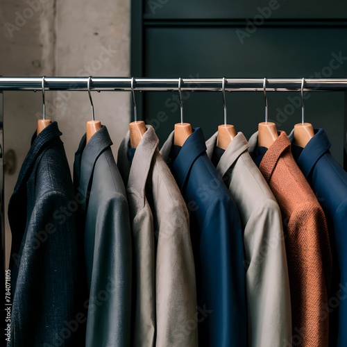 Men’s Suit Jackets Hanging on a Rack