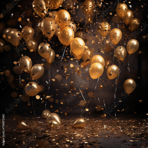 Decoration with golden ballons
