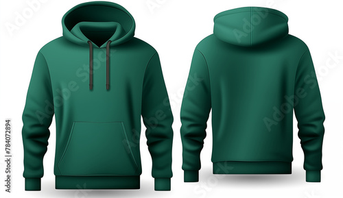 Green hoodie template for your design mockup for print isolated on white background Logo Placement and Branding