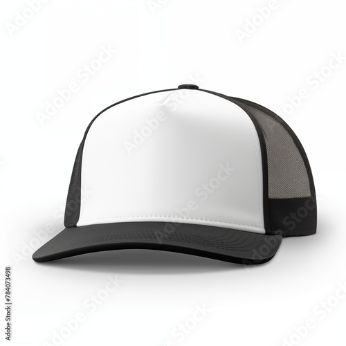 A stylish white black baseball cap perfect for a day out in the sun black baseball cap Shirt Mockup for Product Design logo Placement and Branding concept © ammad