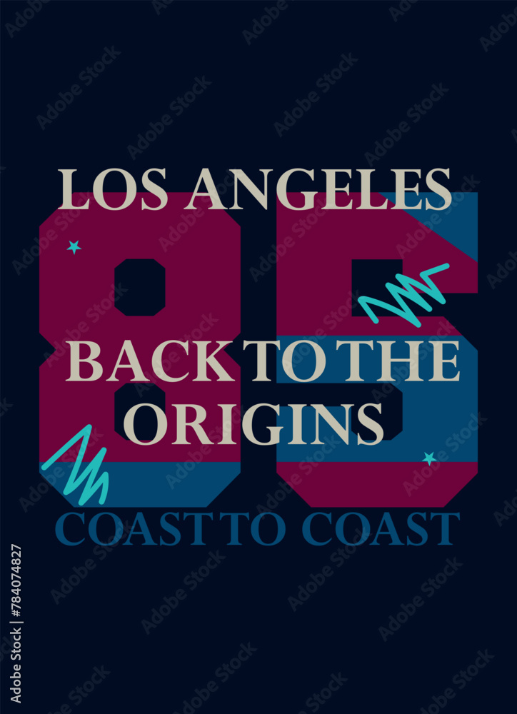 Φωτογραφία los angeles back to the origins,t-shirt design fashion vector concept