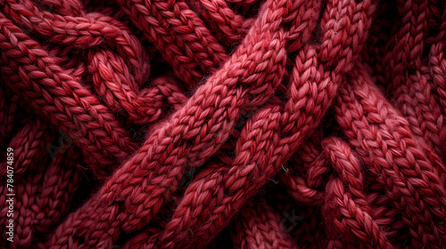 Knitted background of red burgundy wine color