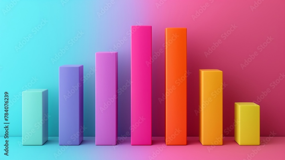 3D render clay style of A Market Trends Analysis, flat color, 3D render clay style of A Market Trends Analysis, flat color,
