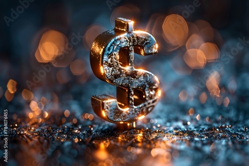 Image of a dollar sign representing finance and investment Sharp visual details highlight its importance Even lighting maintains visibility, maintaining a clear and focused style  © ANNetz_PK