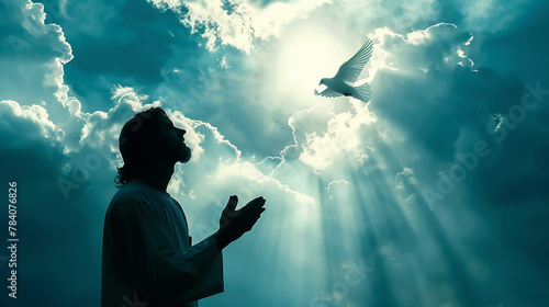 Jesus Cristo e a pomba da paz  photo