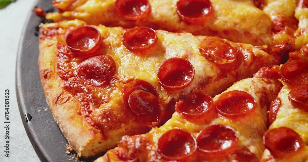 Hand Held Shot of Pepperoni Pizza with Mozzarella Cheese Hand Held Shot of Pepperoni Pizza with Mozzarella Cheese