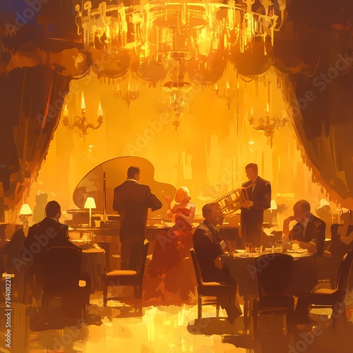 Elegant Underworld Jazz Club Scene - An Art Deco-Inspired Image for Marketing and Advertising