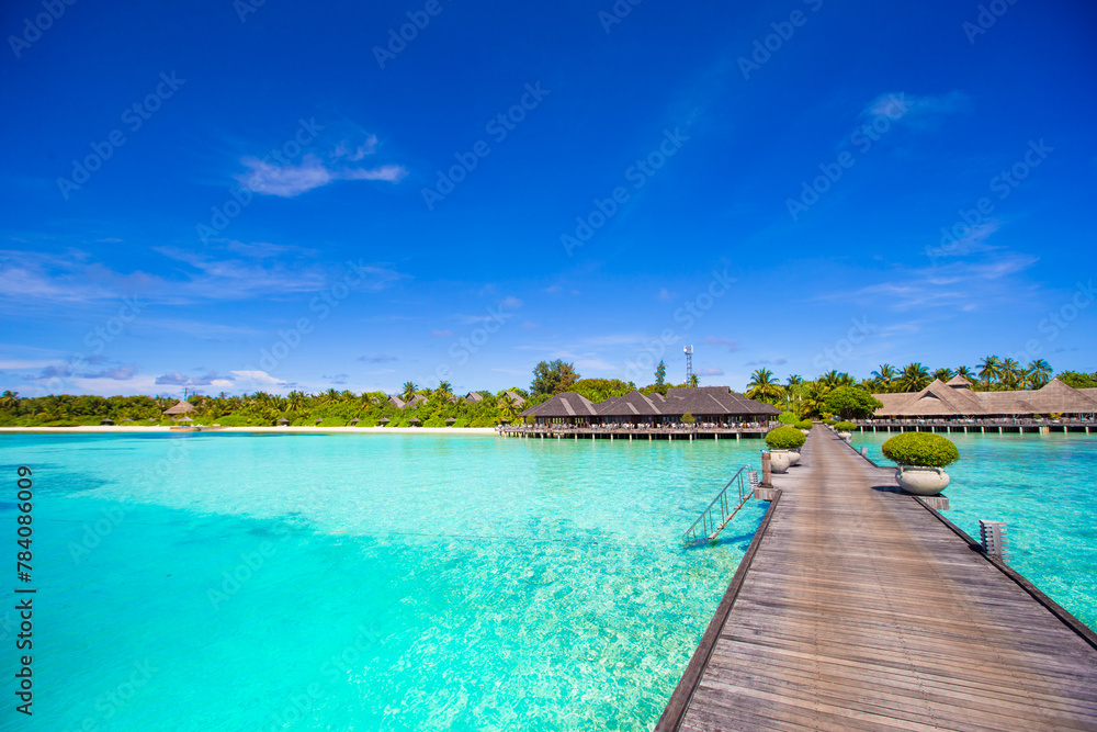 Landscape of stunning tropical beach at Maldives