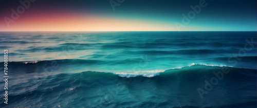 Vivid ocean waves under a gradient sky showcasing the beauty and power of nature