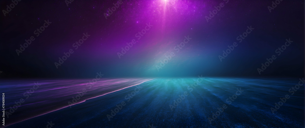 Obraz premium A breathtaking cosmic scene with a radiant purple aurora stretching over a starry horizon