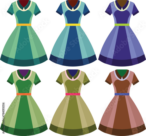 vector illustration of a set of colorful women