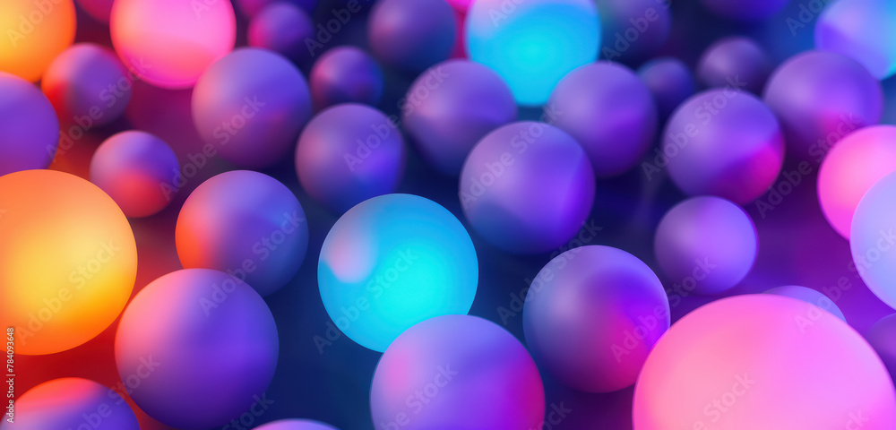 abstract vibrant matte spheres background with colorful bokeh lights abstract vibrant matte spheres background with colorful bokeh lights