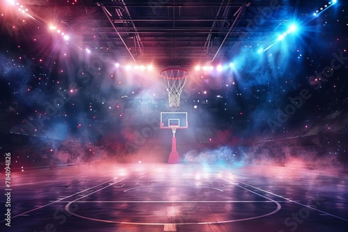 basketball arena background dramatic view of the court and hoop sports and competition concept digital ilustration