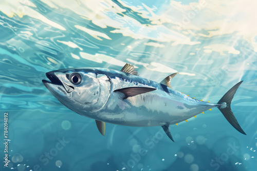  bluefin tuna swimming underwater photo