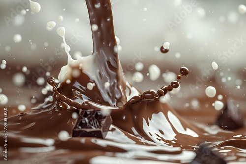 decadent chocolate and milk splashing together indulgent liquid art photography digital ilustration photo