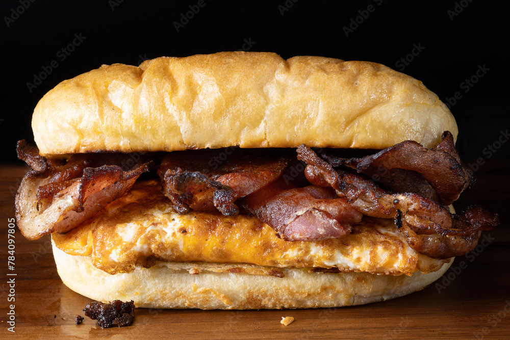 american bacon and eggs breakfast sandwich
