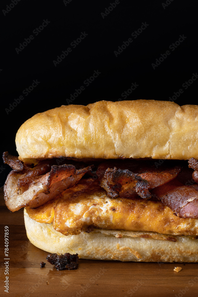 american bacon and eggs breakfast sandwich