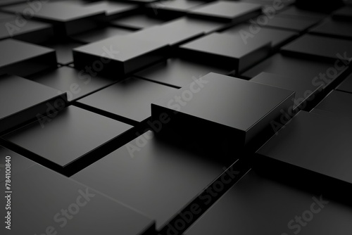 dynamic black 3d blocks forming abstract tech background futuristic render digital ilustration