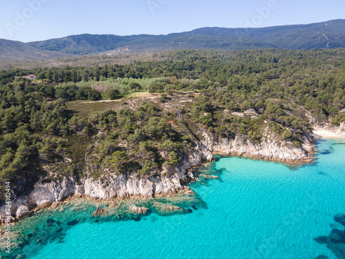 Sithonia coastline near Orange Beach, Chalkidiki, Greece photo