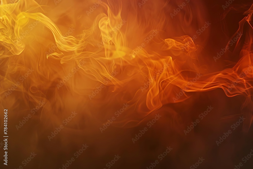 fiery orange and yellow flames on abstract smoky background halloween concept digital ilustration - obrazy, fototapety, plakaty 