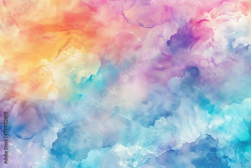 ethereal watercolor clouds in pastel rainbow hues dreamy abstract background digital ilustration © Lucija