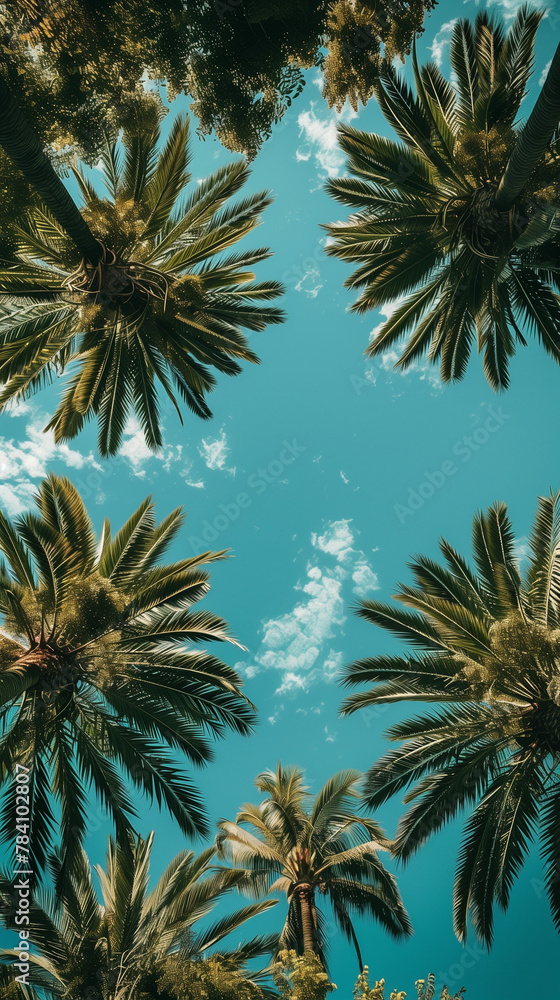 Fototapeta premium Palme. Voglia di vacanza. Spazio per messaggio.