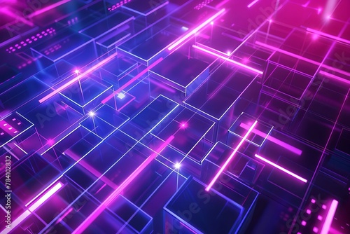futuristic abstract digital grid background with glowing neon lines hitech wallpaper digital ilustration