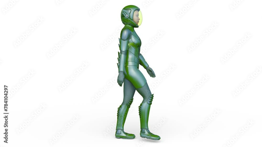 歩くサイバーウーマン　3DCGレンダリング