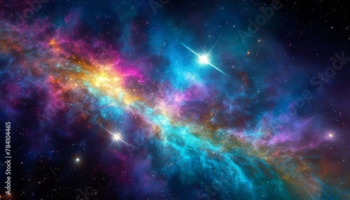 The stars and nebulae in the distance form a kaleidoscope of colors, photo