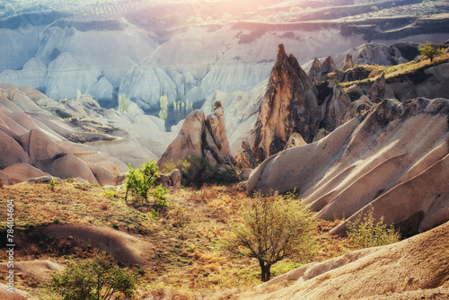 Fantastic sunrise over the Red Valley in Cappadocia, Anatolia, T