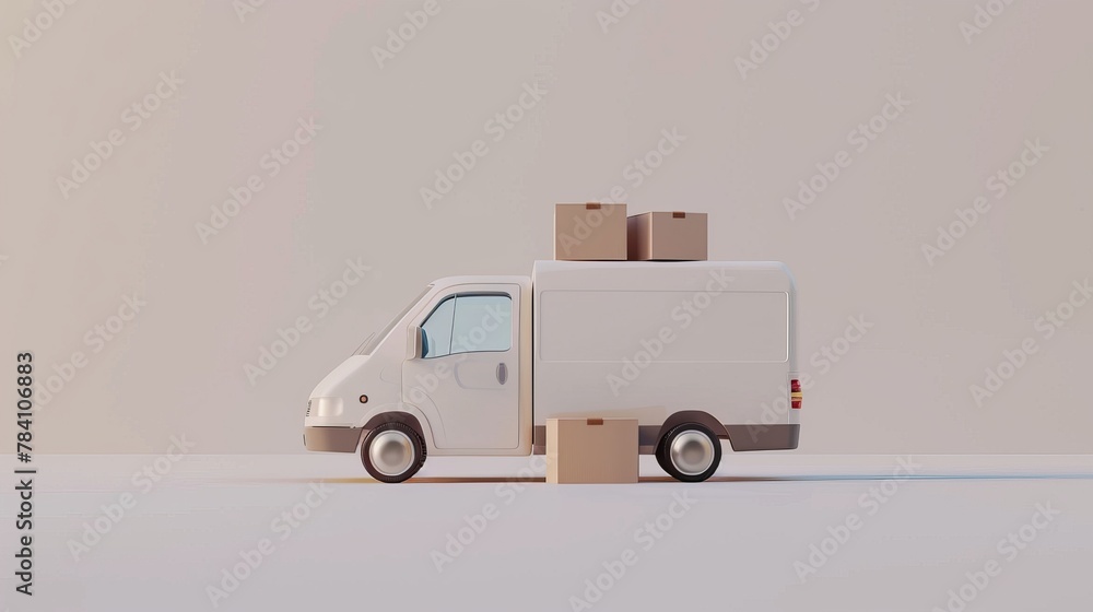 A minimalist approach to delivery service in a 3d render AI generated illustration A minimalist approach to delivery service in a 3d render AI generated illustration