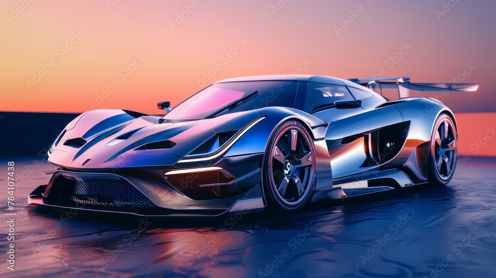 A supercar with metallic finishes in a 3d render AI generated illustration